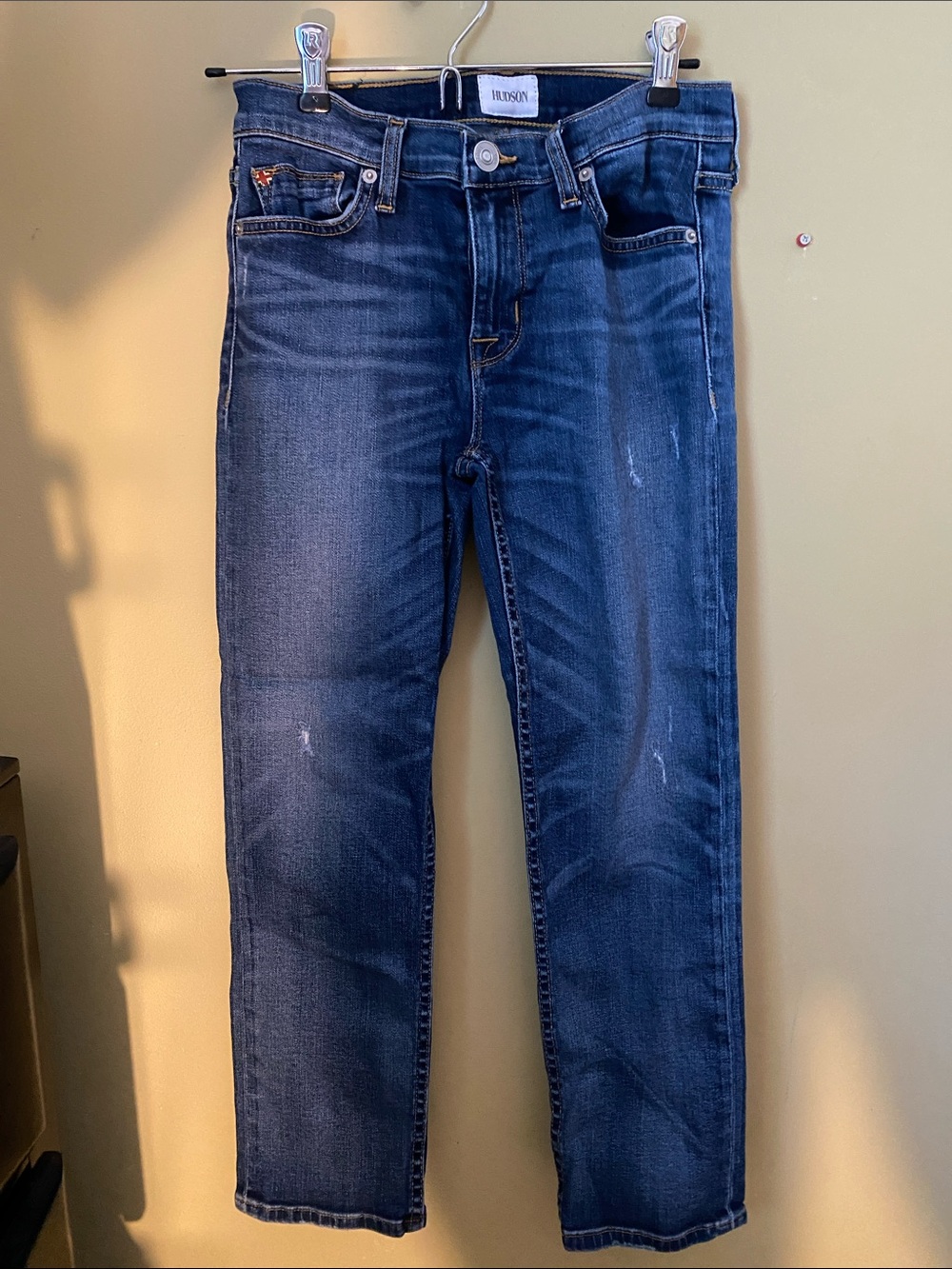 Hudson Jeans Women’s Slim Straight Cropped Dark Blue Wash Jeans, Size 26